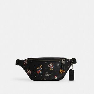 Disney X Coach Warren Mini Belt Bag With Holiday / Christmas / Winter Print